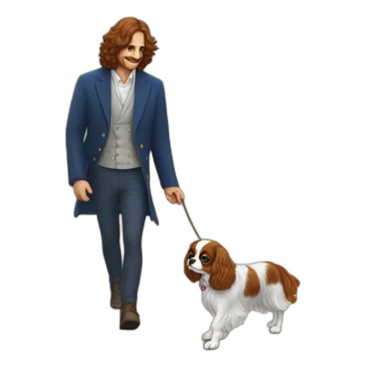 King Charles Cavalier blenhiem dogwalking with Human  sticker