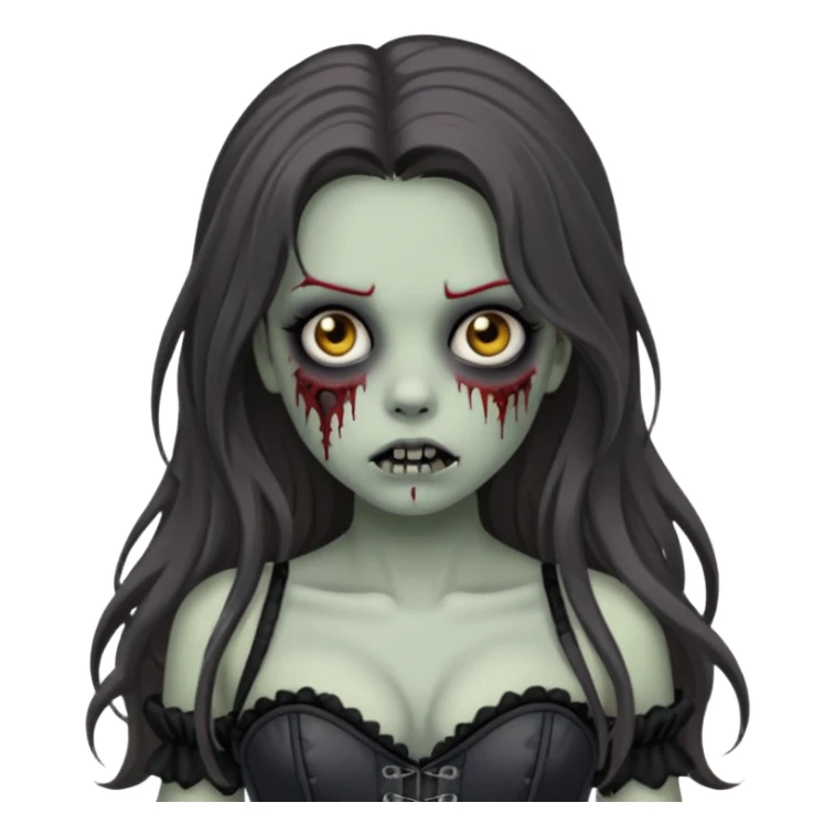 Brunette zombie girl, long hair, black corset sticker