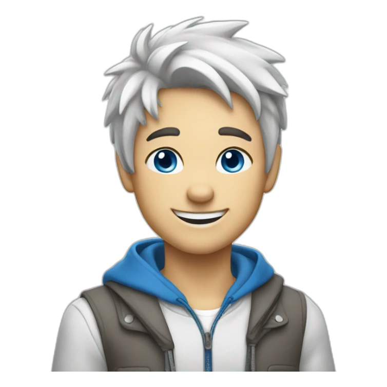 Happy youg Wolf  white blue eyes short hair sticker