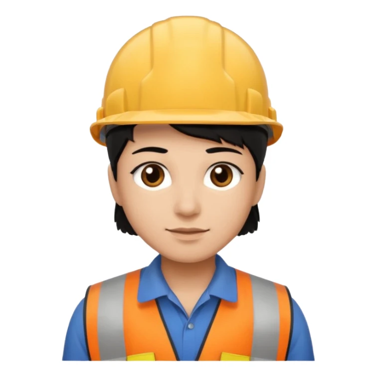 Construction worker with light brown skin black hair and dark brown eyes sticker