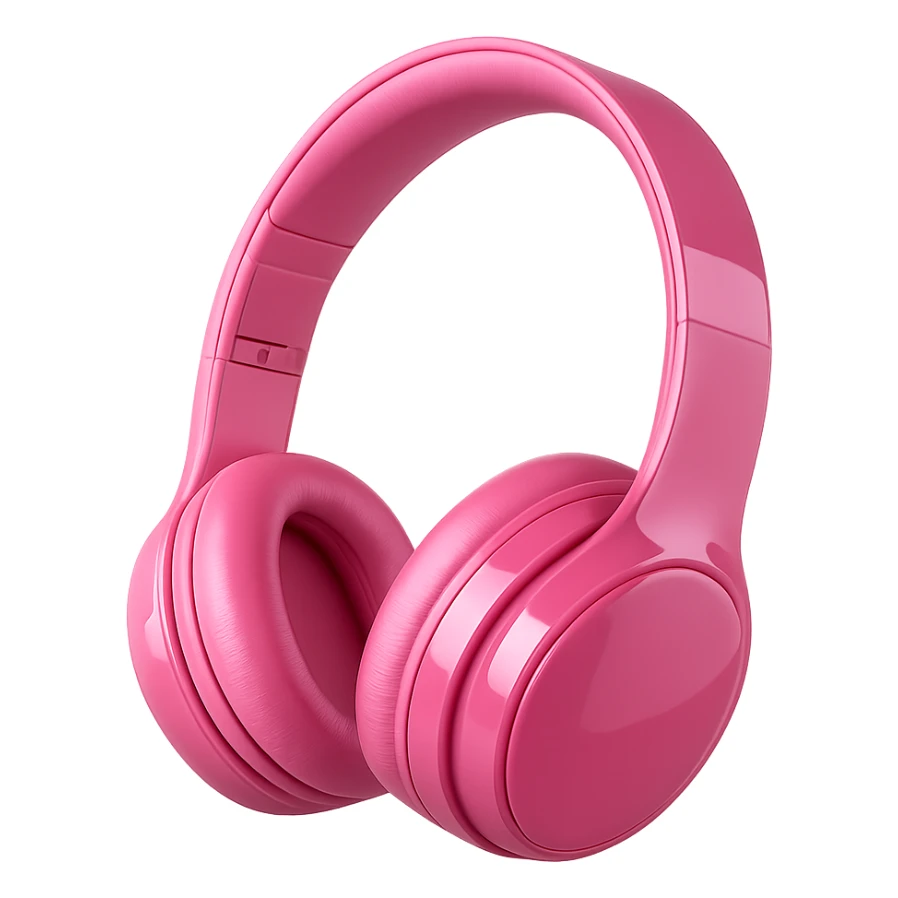 pink headphones, modern, glossy sticker