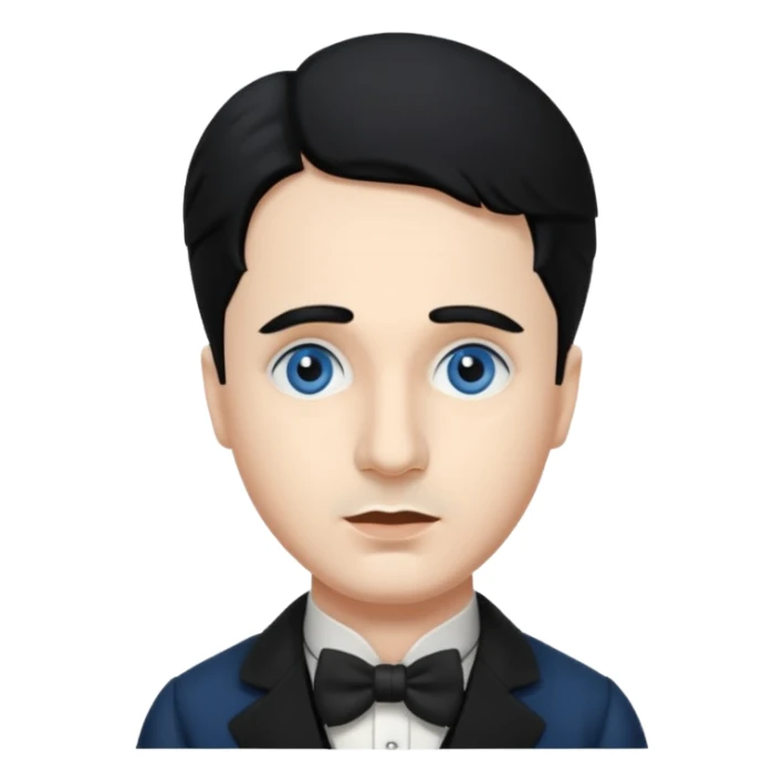 Charlie Chaplin dark blue eyes, black hair sticker