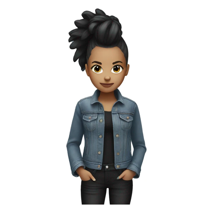 monochrome girl with black Mohawk in Denim jacket  sticker
