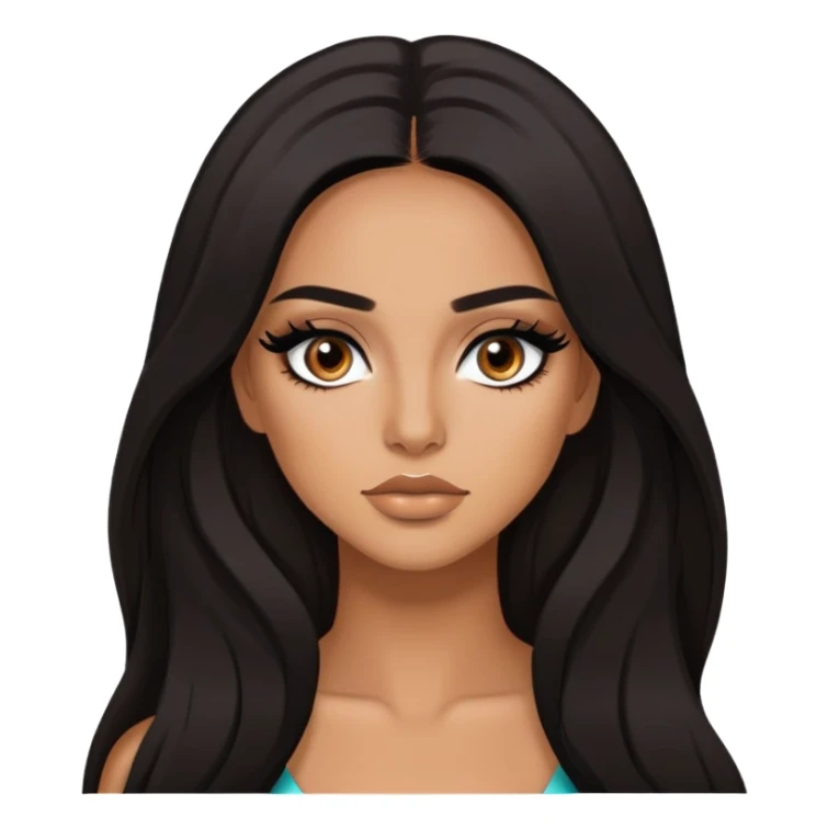 latina, baddie,pretty, brown eyes, makeup, black eyeliner, long hair sticker