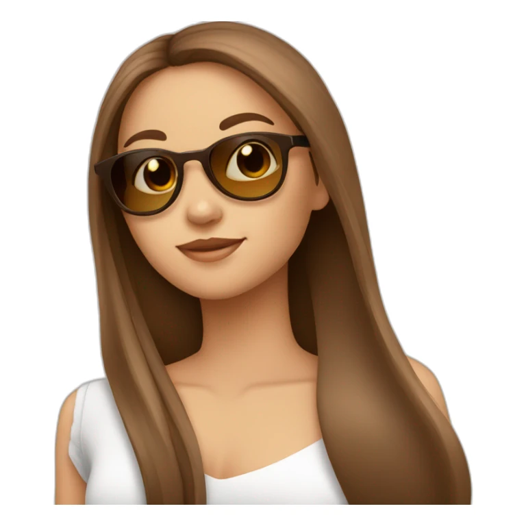 White cute girl with long brown hair holding sundglasses sticker