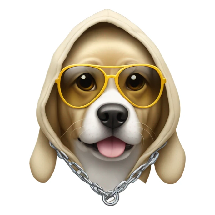 Dog with hoodie, chain, and sun glasses sticker