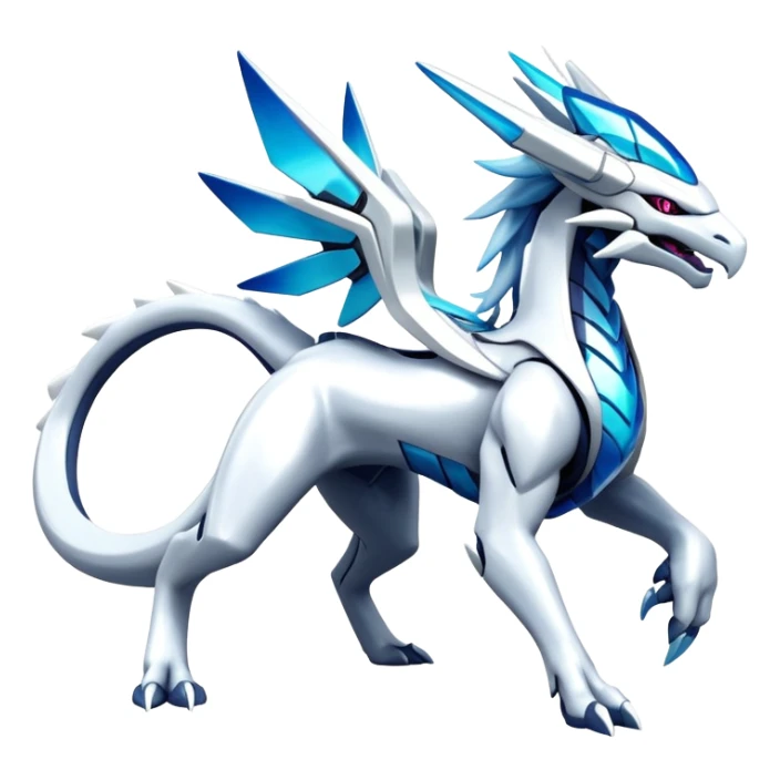 Futuristic Modern Shiny Cyber-Suicune-Dialga-Kyurem-Reshiram-Creature, (full body) sticker
