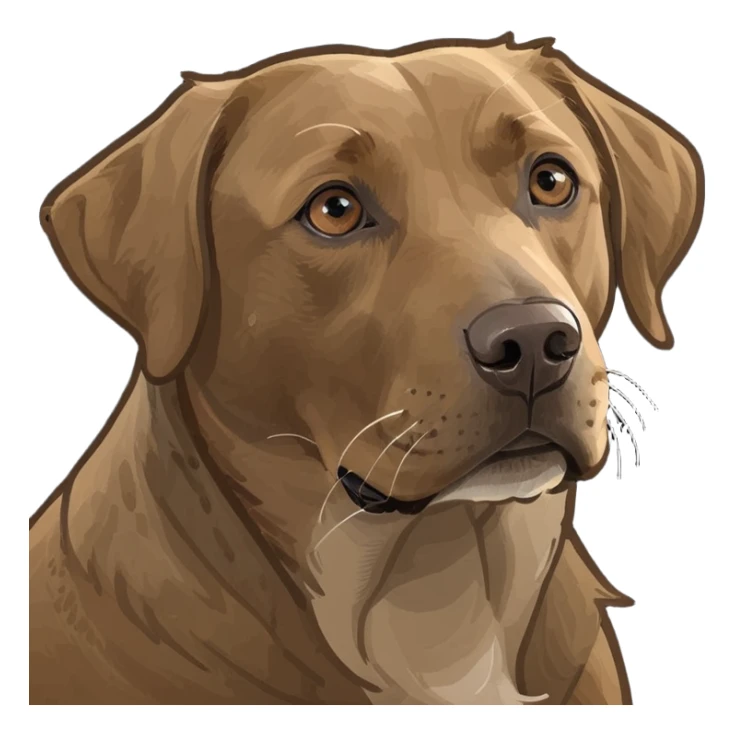 Brown labrador with white spot on stomach and  with light eyes sticker