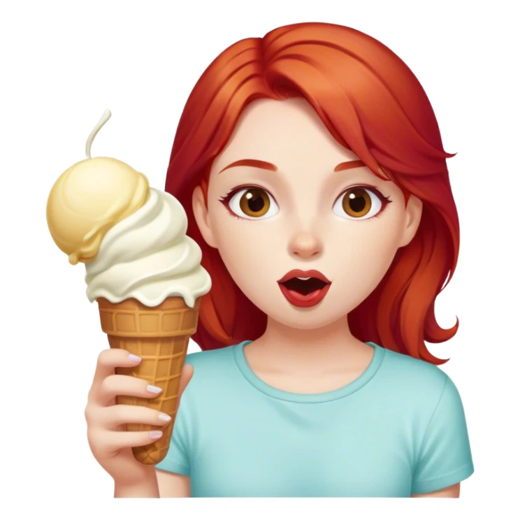 White girl with red hair eat ice cream  sticker