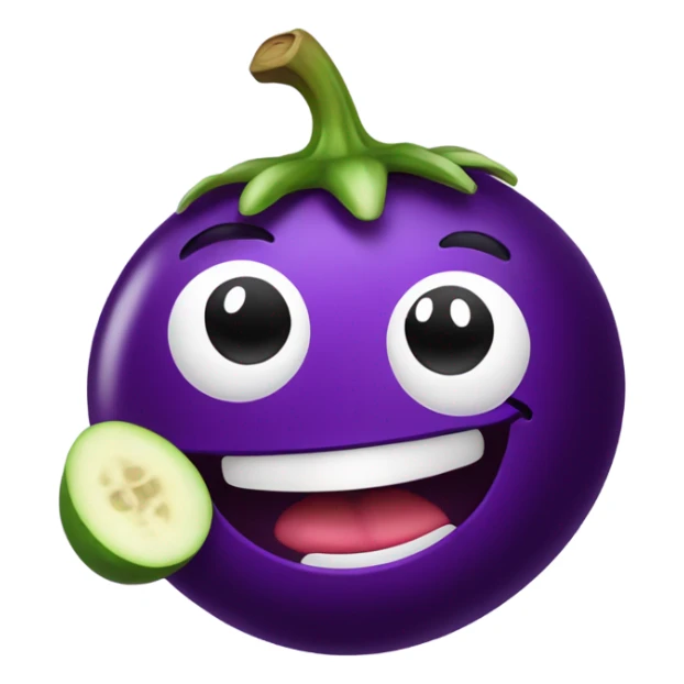 Smiling emoji licking eggplant  sticker