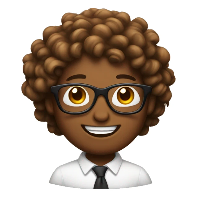 Smiling poop with glasses and curly brown hair sticker