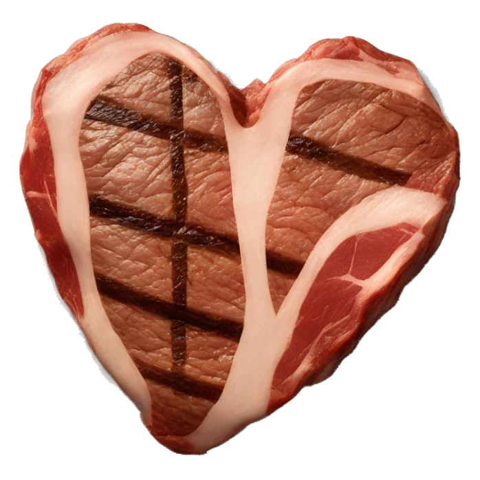 Steak in the shape of a heart sticker