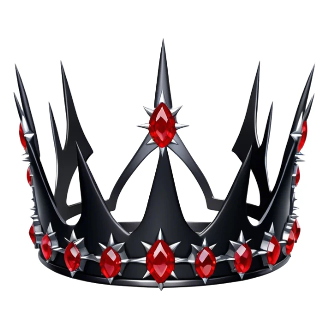 Black obsidian spiky edgy thorn-crown-Tiara with only red gemstones  sticker