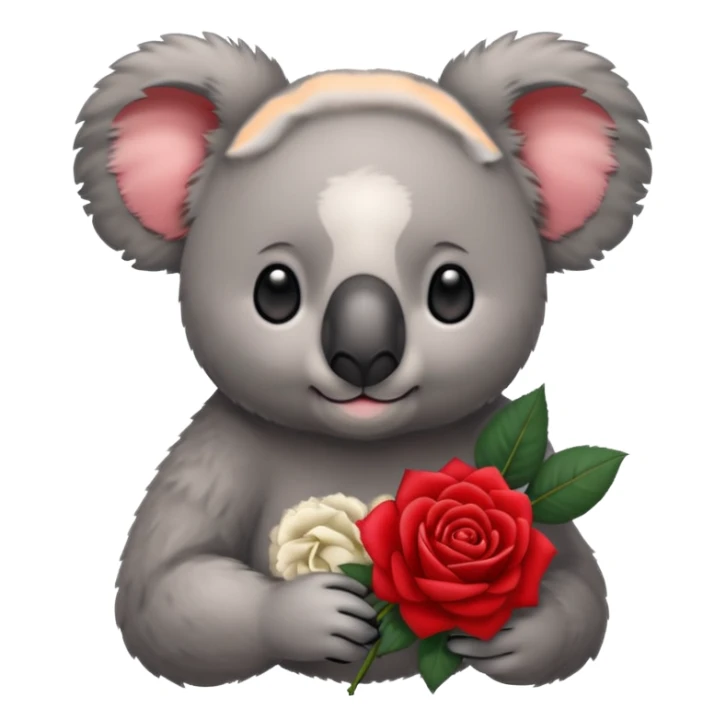 koala with a cold and a rose in the hands sticker