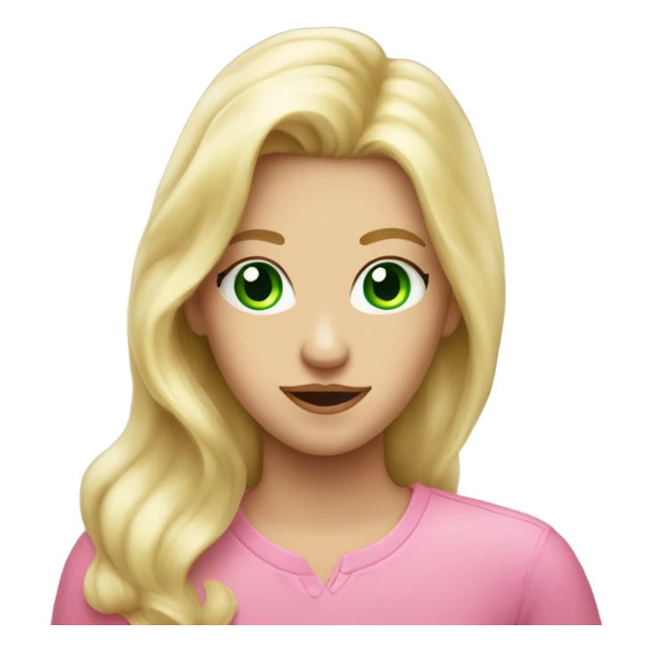 Bubble gum blonde straight heir and green eyes winking  sticker