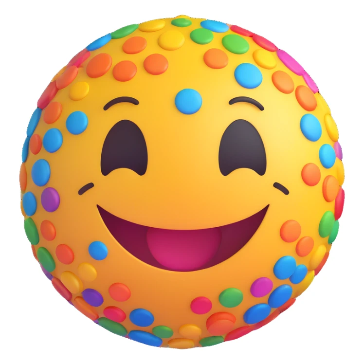 3D smiley emoji, girly, smiling, centered, surrounded by large, colorful, youthful, elegant typography: Anita sticker