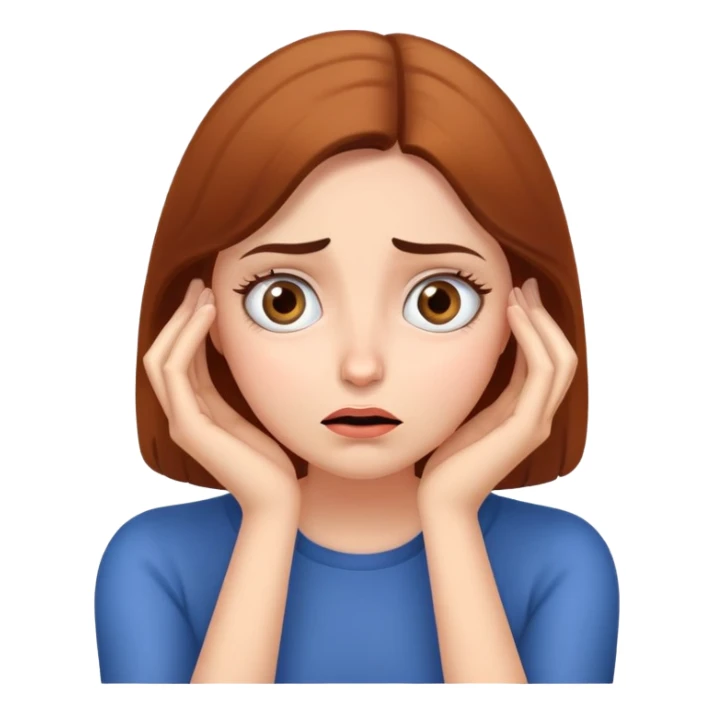 Woman with both hands on cheeks, confused wide-eyed expression sticker