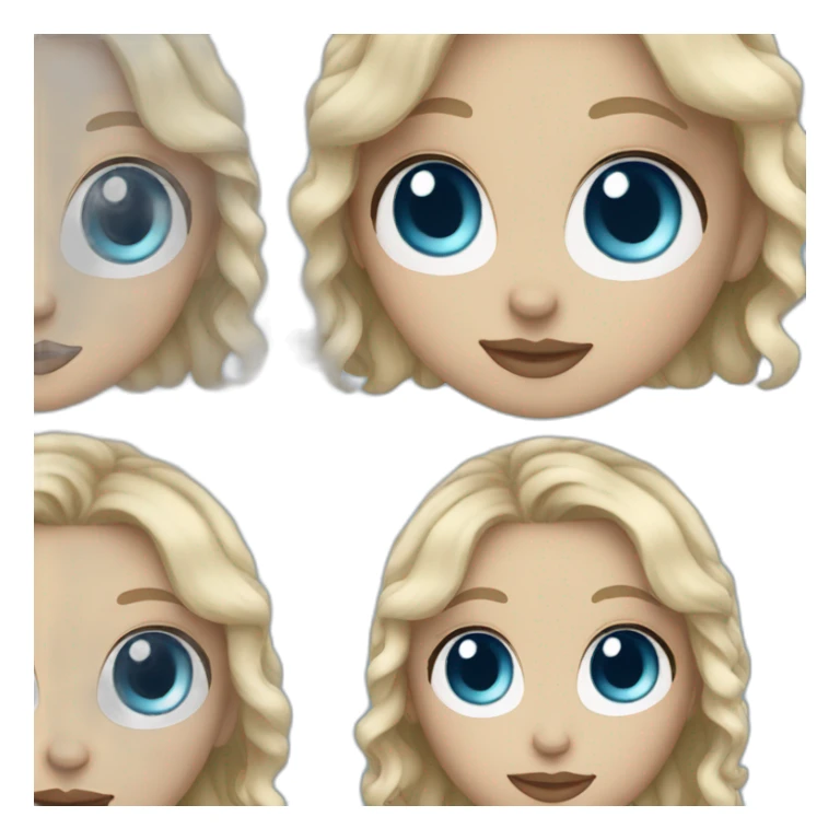 white girl with blonde wavy hair and blue eyes sticker