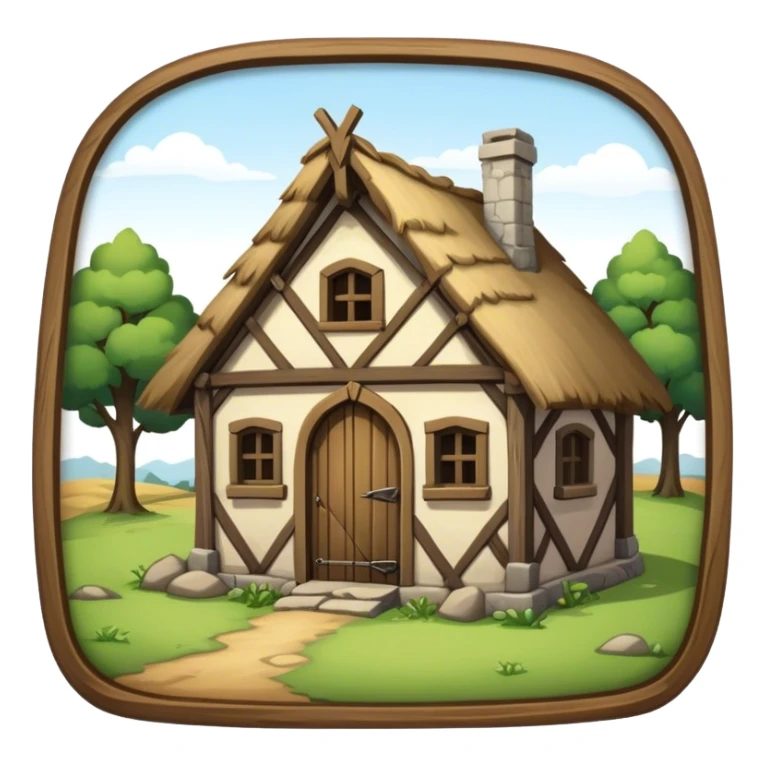 one-story medieval shack. for the poor. sticker