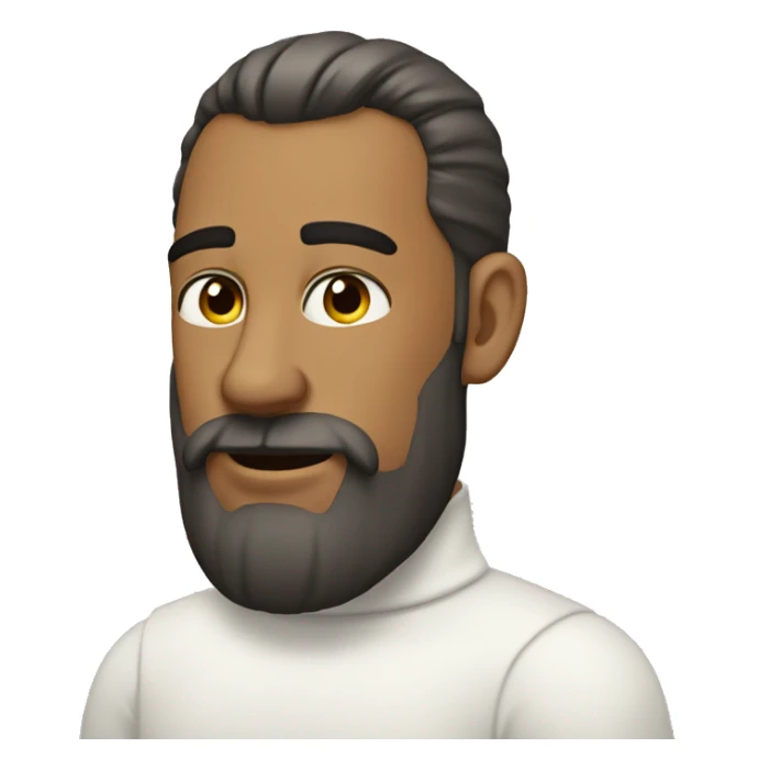 a man with a beard and a ponytail in a white turtleneck sticker