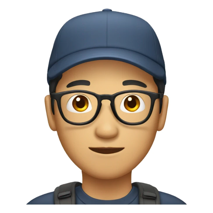 asian male with cap and glasses without moustache sticker