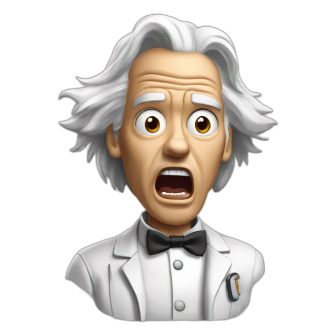 Doc brown from back to the future looking shocked and his mouth wide open. No eye-ware. sticker
