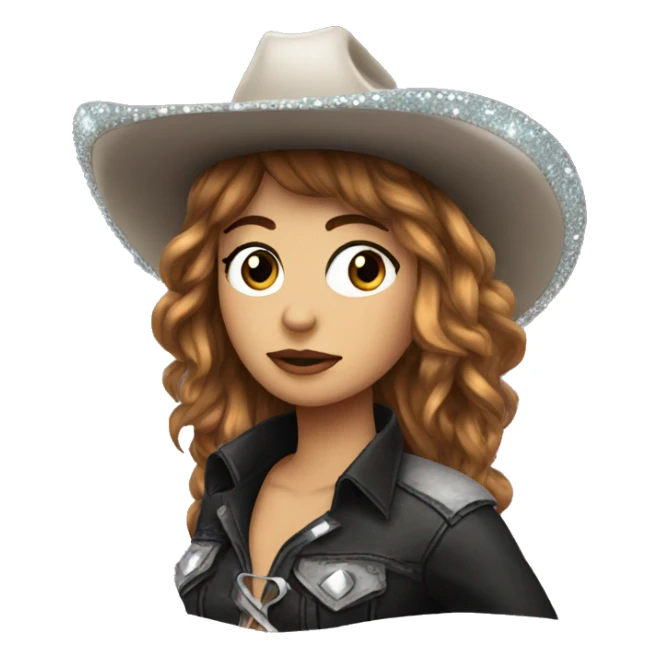 emo cowgirl with sparkly cowboy hat sticker