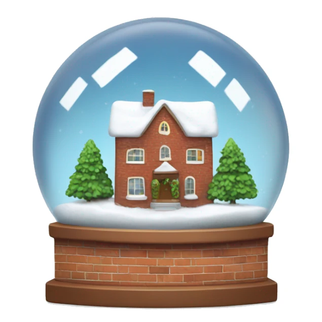 Snow globe with brick house in middle sticker