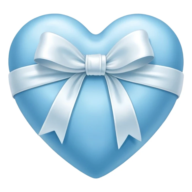 Light blue heart with wrapped white bow sticker