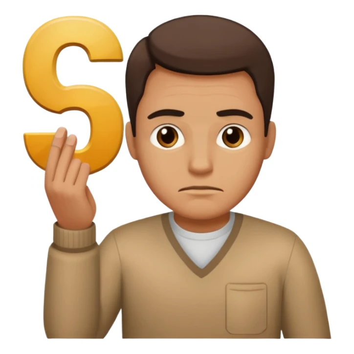 man frowning holding up numbers 6 in left hand and 7 in right hand sticker