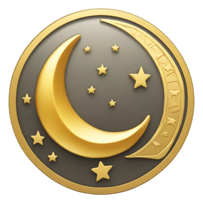 Gold coin with crescent moon on it sticker