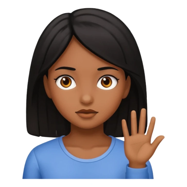 crea una chica morena con cabello negro  sticker