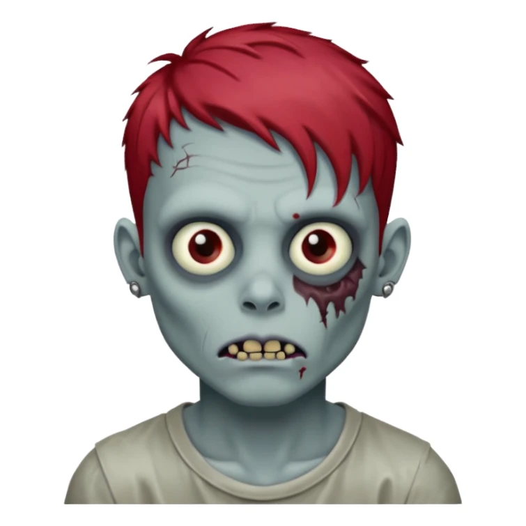 Zombie boy red hair two nose piercing sticker