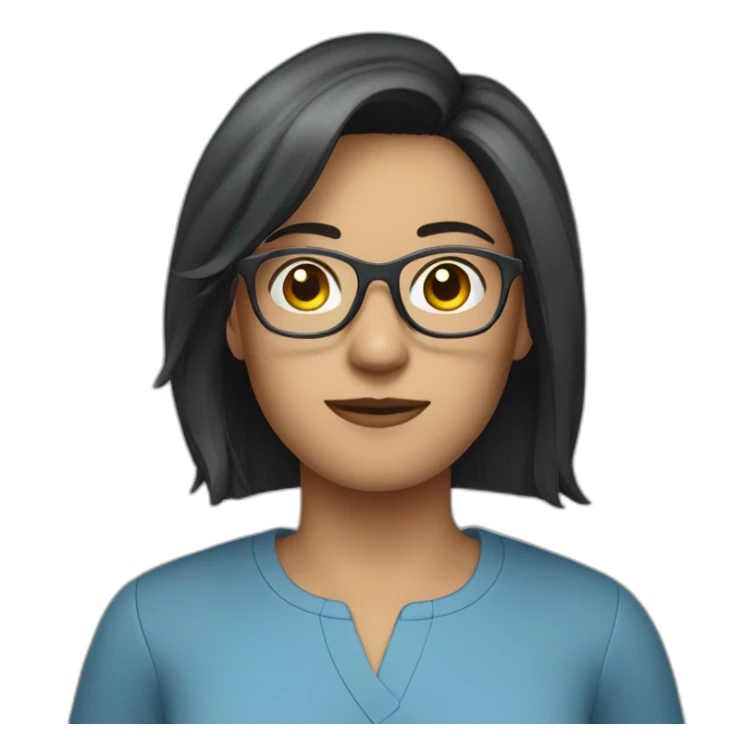 office employee dark short hair glasses blue shirt sticker
