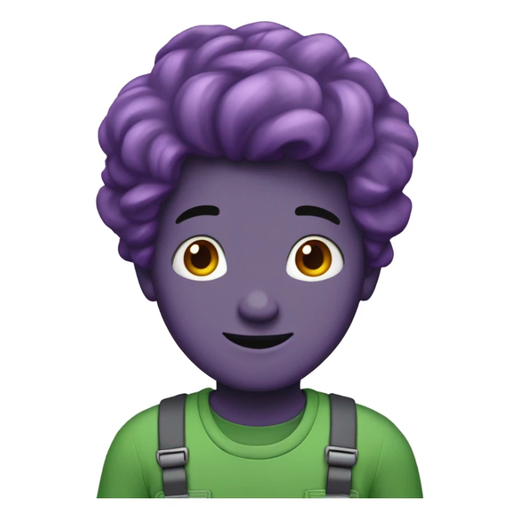 A guy with purple Hair green overal And 230 number sticker