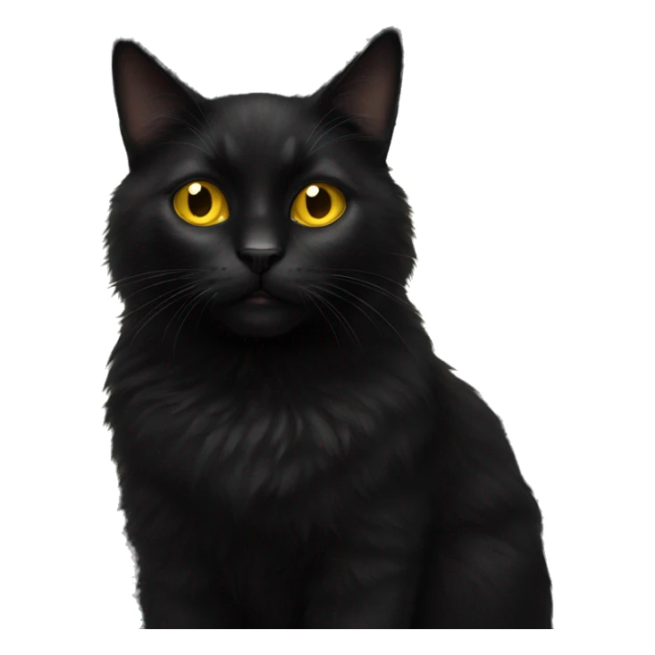 Fluffy black cat with yellow eyes  sticker