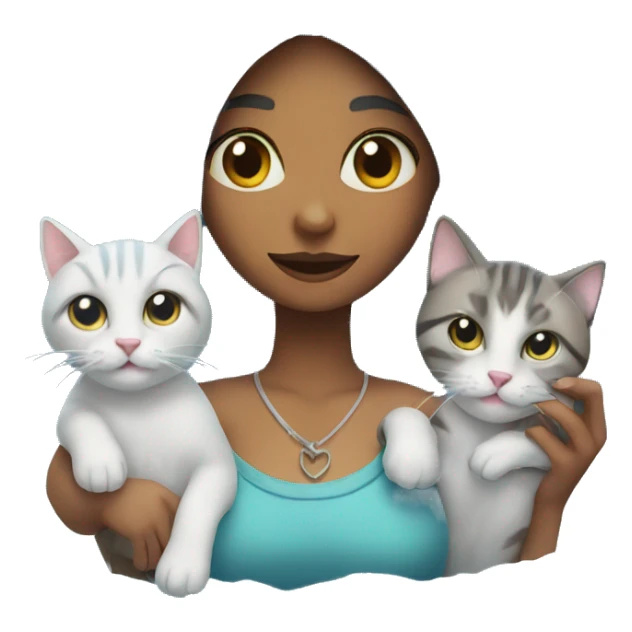 Girl with three cats in ice cube  sticker