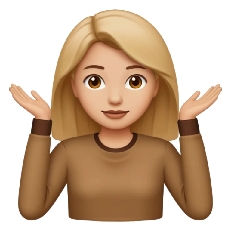 create an emoji, in color brown long sleeves, for women, no human sticker