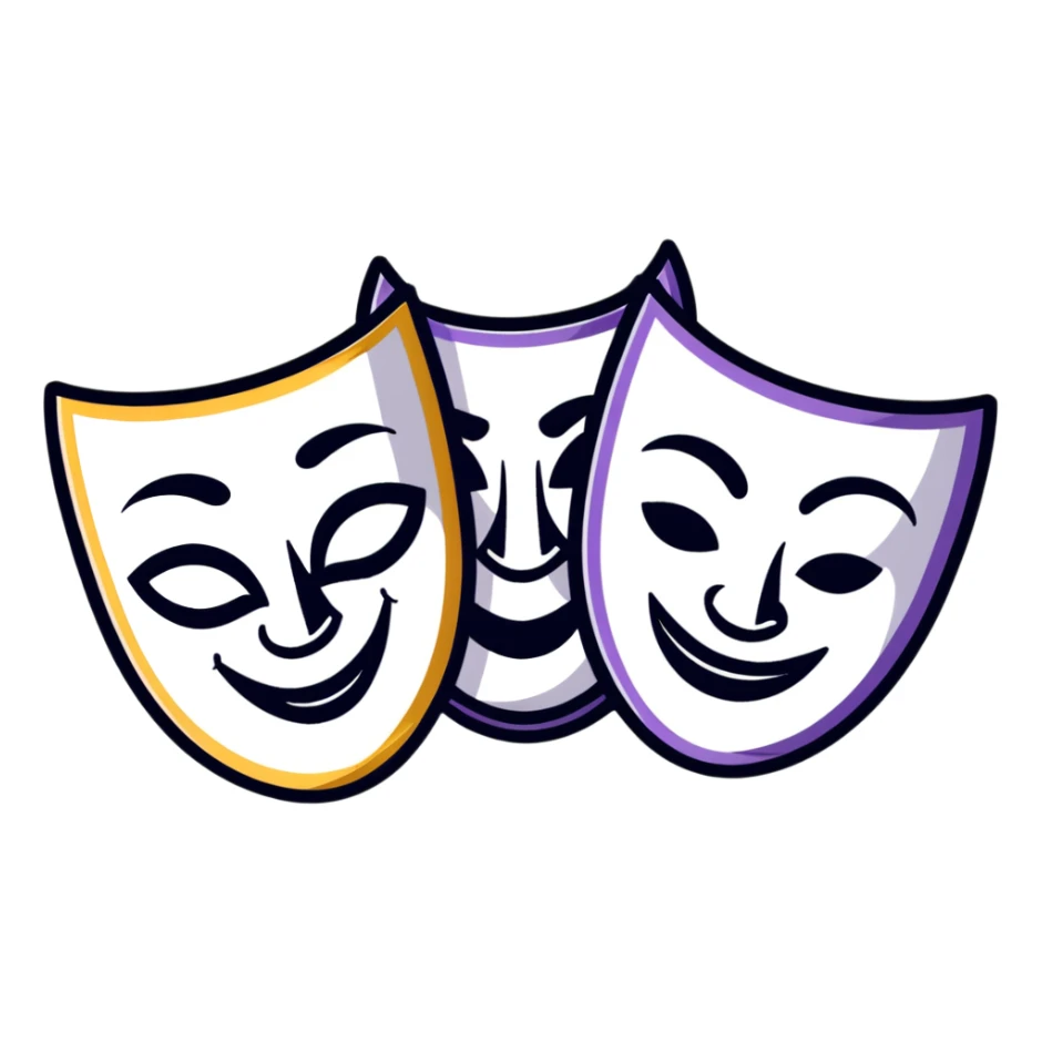theatrical comedy and tragedy masks symbolizing parody sticker