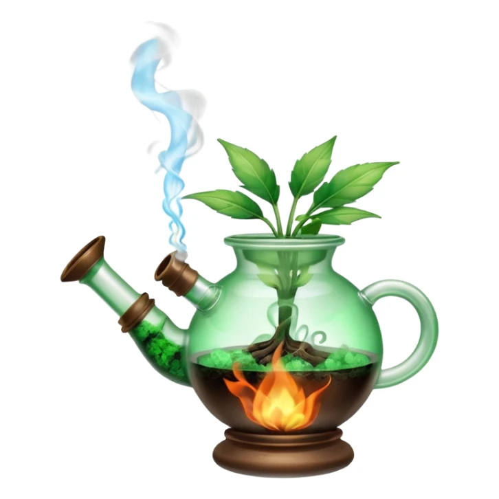 A bong with a freshly packed bowl that is lit and smoking  sticker