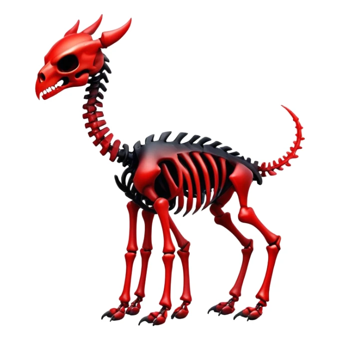 A black and red gradient epic shiny cool edgy skeletal animal, full body sticker