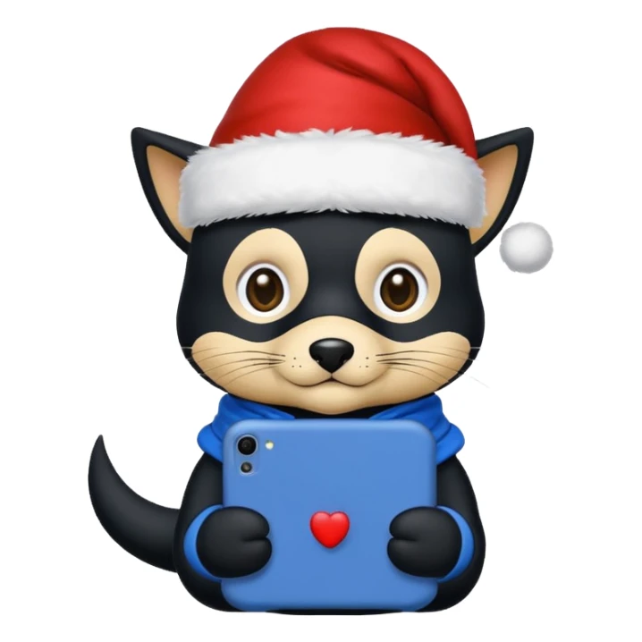 Zorro animal  con gorro de navida y ropa azul para una de repuesto de celular  sticker
