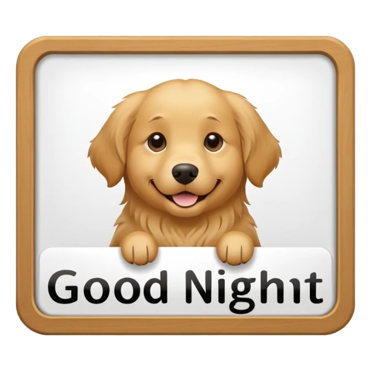 A golden retriever with the sign that says good night sticker