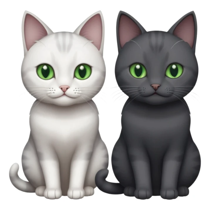 2 different coloured small cats including one dark grey and white cat and one completely solid dark grey cat with green eyes and only white paws sticker