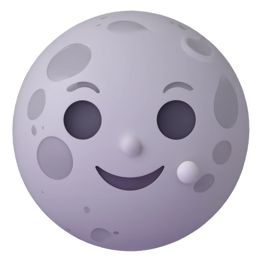 A smooth gray Mercury emoji, moon-like, with white impact marks and lighter plain patches sticker