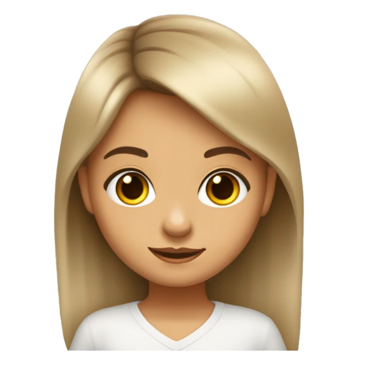 niña morena con el pelo castaño media melena liso alegre y ojos pequeños sticker