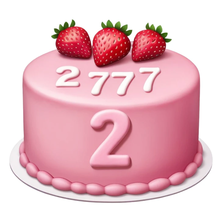 Pink cake with the number 27 on it and strawberries  sticker