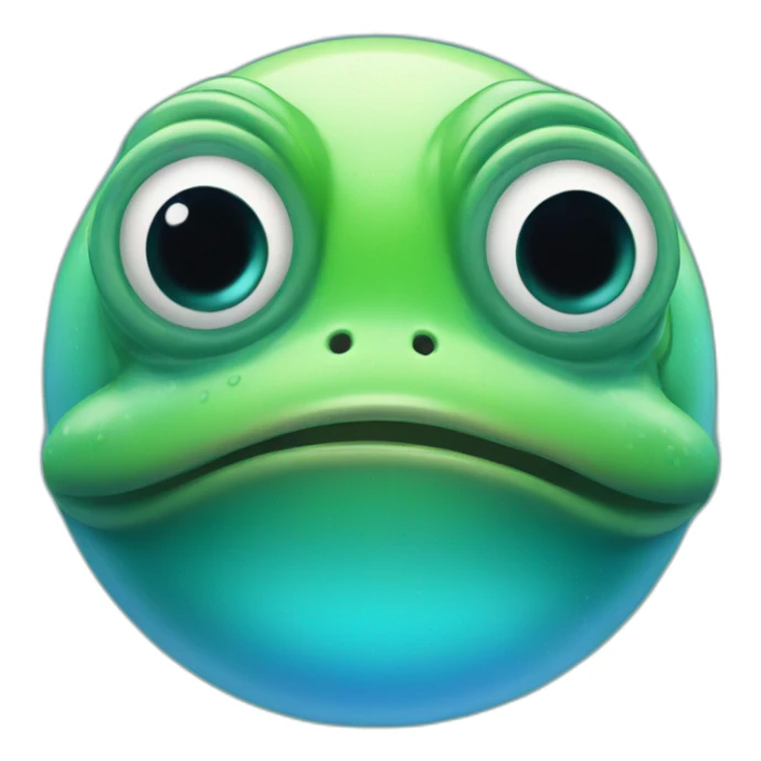 planet Neptune with a cartoon frog face with big confident eyes sticker