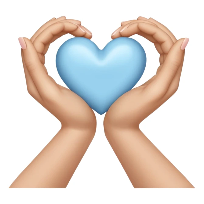 Hand heart with a baby blue heart inside  sticker
