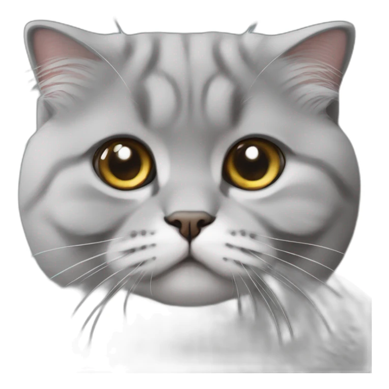 all grey Scottish Fold Cat broken ear long hair sticker